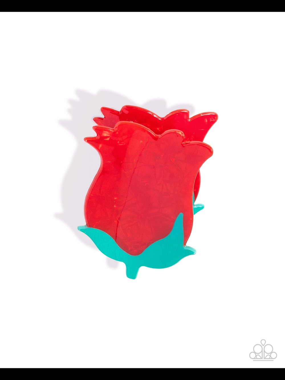 Budding Beacon Claw Clip Paparazzi Vibrant Red Tulip Ring with Teal Accents